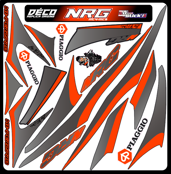 Planche Stickers Piaggio NRG (orange)