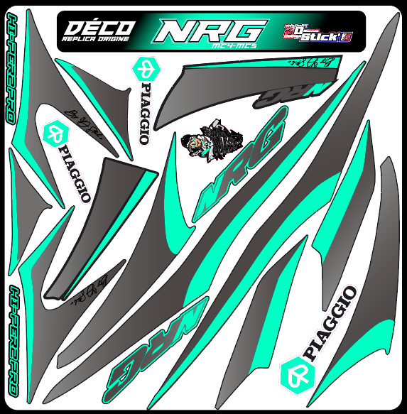 Planche Stickers Piaggio NRG (turquoise)