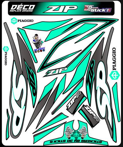 Planche Stickers Piaggio zip (turquoise)