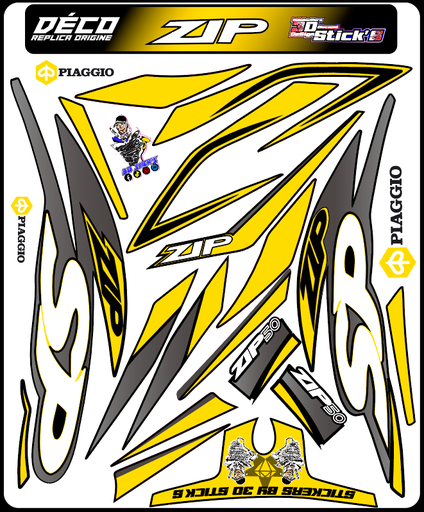Planche Stickers Piaggio zip (jaune)