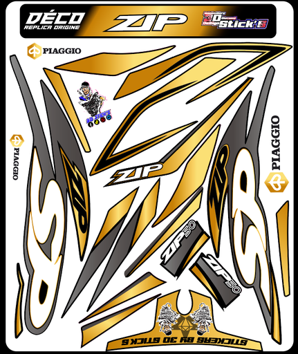 Planche Stickers Piaggio zip (gold) 