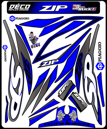 Planche Stickers Piaggio zip (bleu)