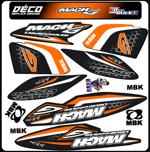 Planche Stickers MBK Mach G / JOG R (orange)
